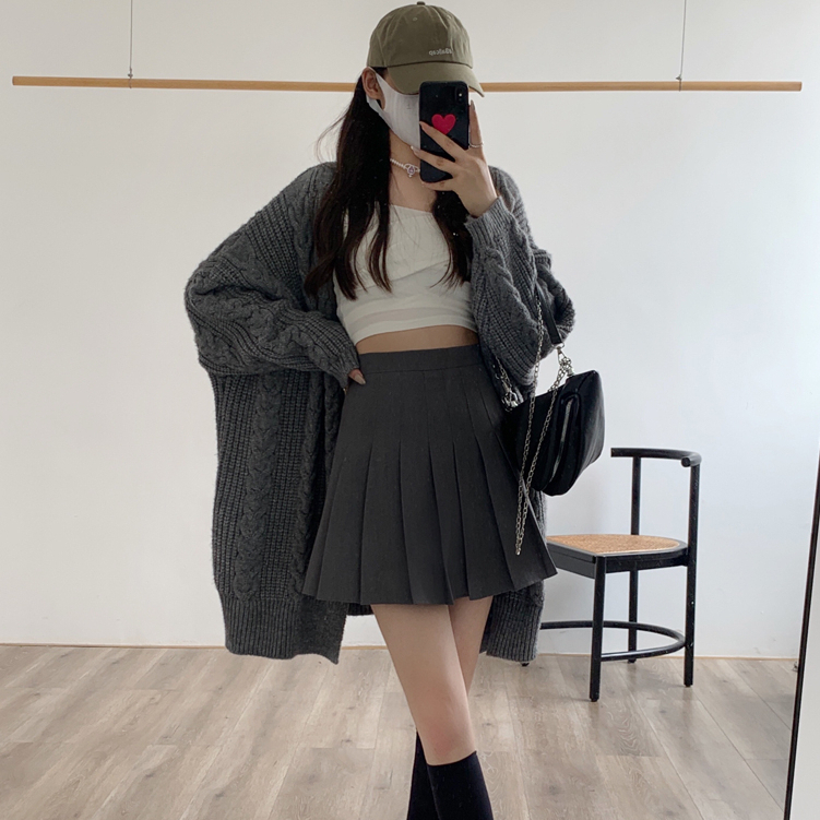 Mini Rok Pendek Wanita Lipit Polos Korea Oversize Mini Skirt