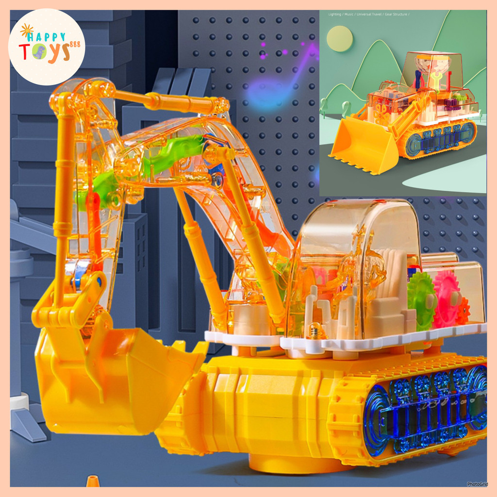 HAPPYTOYS.888 #B81 MAINAN EXCAVATOR DAN BULLDOZER GEAR / MAINAN EXCAVATOR / MAINAN BULLDOZER / MAINAN MUSIC DAN LAMPU BISA BERGERAK / MAINAN ANAK KEKINIAN