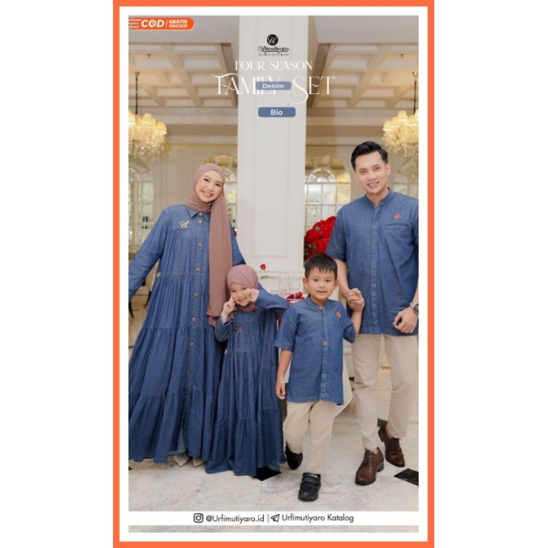 Four Season Denim Family Set by Urfimutiyaro Sarimbit Keluarga Denim Polos Kasual