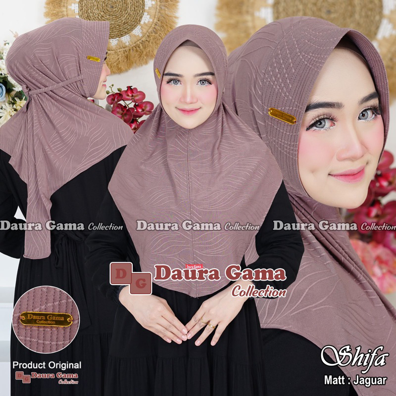 SHIFA Daura Gama Hijab Collection Jersey Jaguar Timbul Bergo Pad Tali instan Jilbab Dauragama Kerudu
