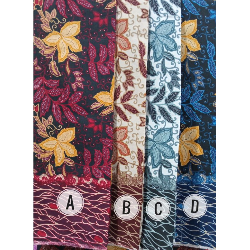 Kain Batik Meteran Bahan Sanwos Motif Daun Bunga