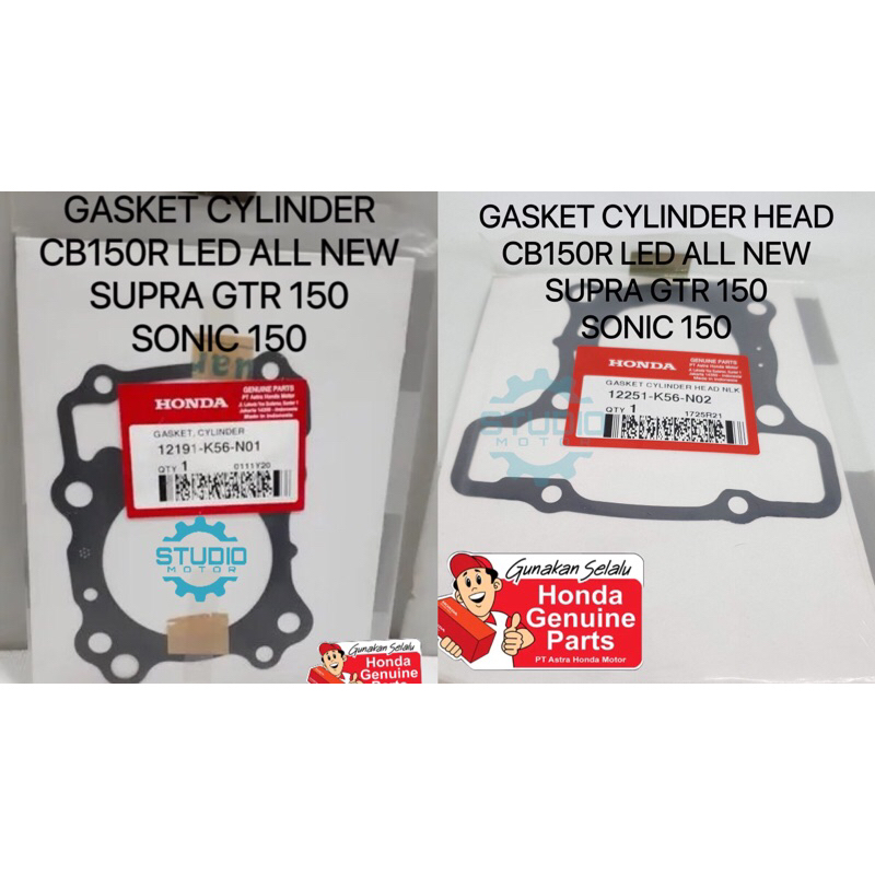 12251K56N02 12191K56N01 GASKET CYLINDER HEAD PAKING BLOK SET ATAS BAWAH PERPAK PAKING BLOK SILINDER ATAS DAN BAWAH DEXSEL KOP CB150R LED ALL NEW SONIC 150 SUPRA GTR 150 ORI HONDA 12251-K56-N02 12191-K56-N01