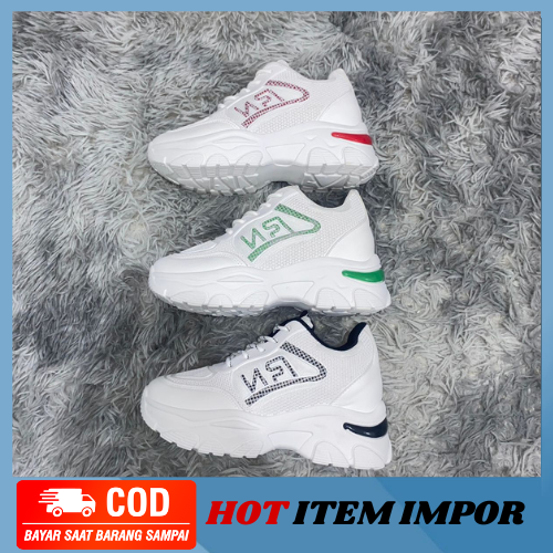 MB-SW341 Sepatu Sneakers Wanita Import Korea Anti Slip Ringan Putih Bertali Import