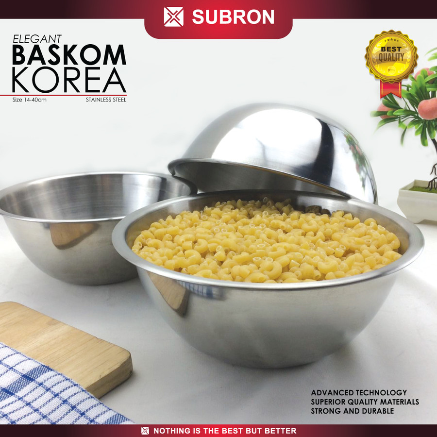 Baskom Korea 26cm 28cm Wadah Stainless Steel Tebal Multifungsi - SUBRON