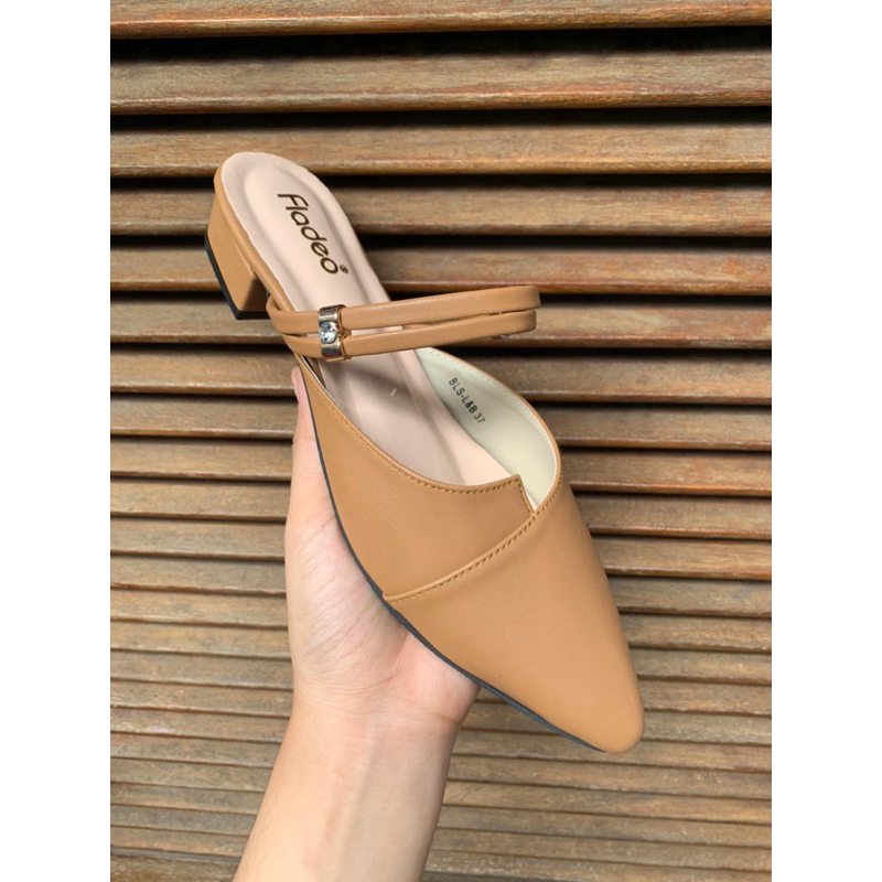 Premium Sandal Fladeo Wanita Mules Heels 3 Cm ( Tali 2 )