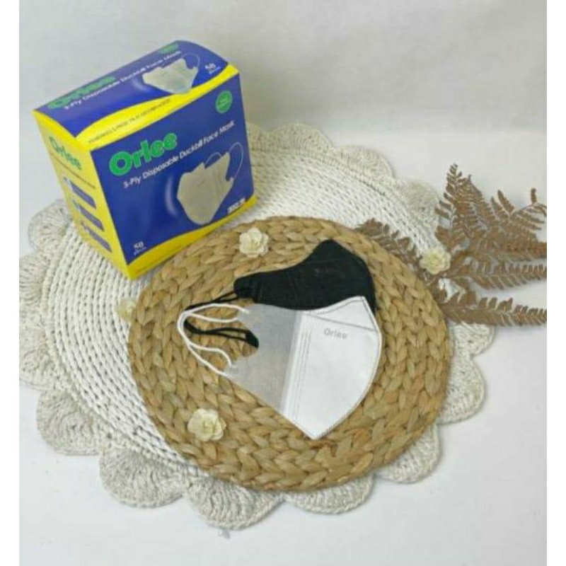 Masker duckbill Orlee Hitam Putih 3ply Tebal