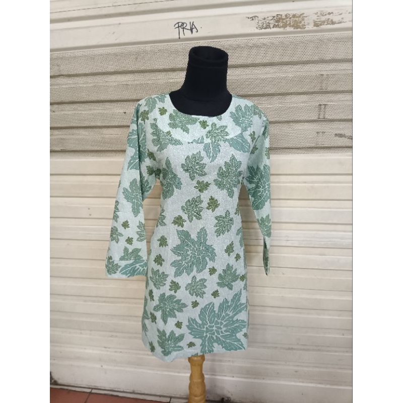 tunik soloan katun premium, hijau sage non furing dan furing