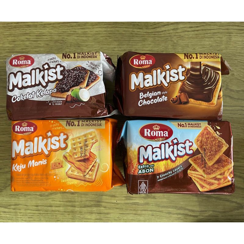 

Biskuit Roma Malkist Keju / Cokelat / Cokelat Kelapa / Abon