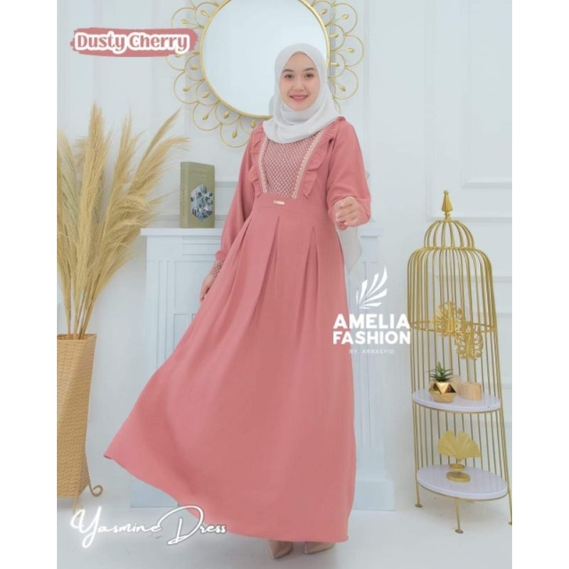 GAMIS CANTIK YASMINE DRESS BY AMELIA FASHION OUTFIT CRINGKLE TERBARU KEKINIAN