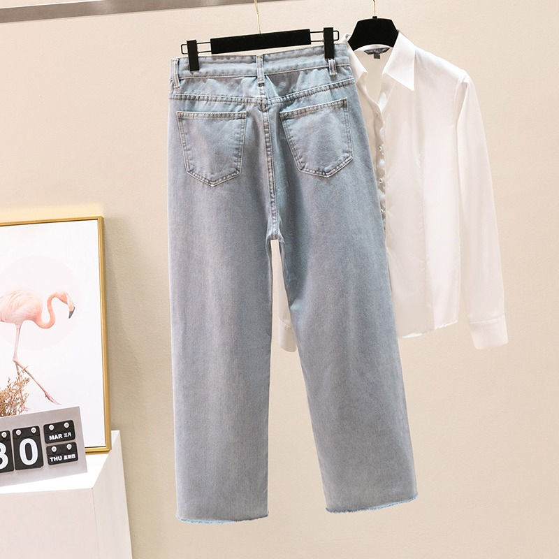 Ukuran jumbo - HighWaist Loose Jeans Wanita Street Style / Rawis jeans /Sobek Jeans / 9/10Celana