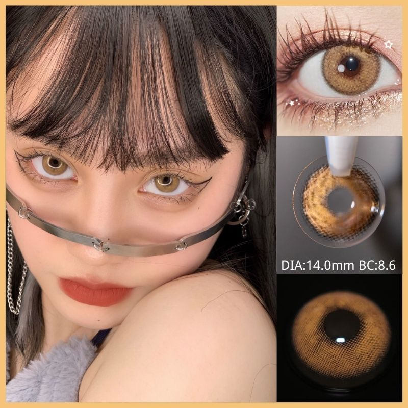SOFTLENS BIG EYES BLACK COLORED LENSES 14.5mm-Sorayama Brown14.0mm