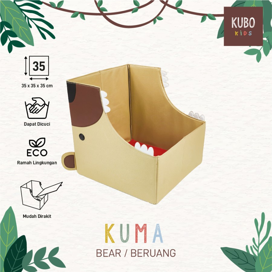 KUBO JUNGLE 35 X 35 X 35 CM Kotak Penyimpanan Karakter Hewan