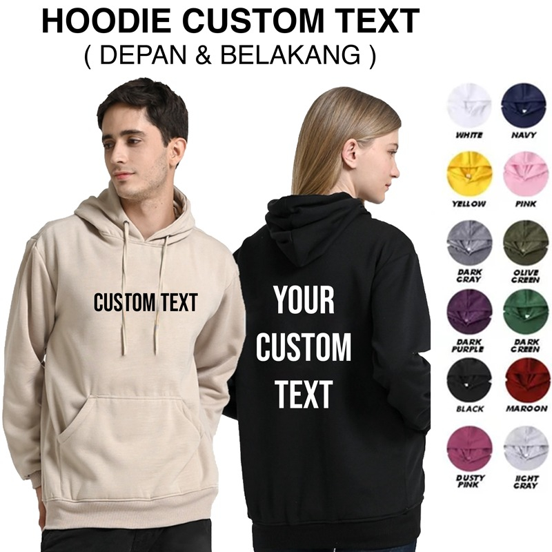 Parisdivarious Sweater Hoodie Jemper Custom Text DB / Jumbo Gede dpn Bahan Fleece Size S - XXL (Pria &amp; Wanita)