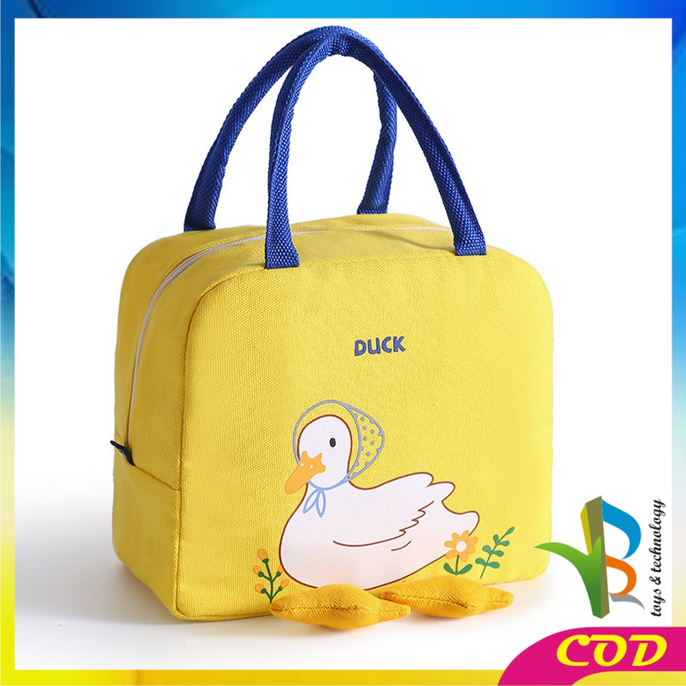 RB-T45 Tas Bekal Makanan Karakter Bebek Lunch Bag Dewasa Anak Sekolah Cooler Bag / Tas Travel Tempat Bekal Lunch Box Serbaguna