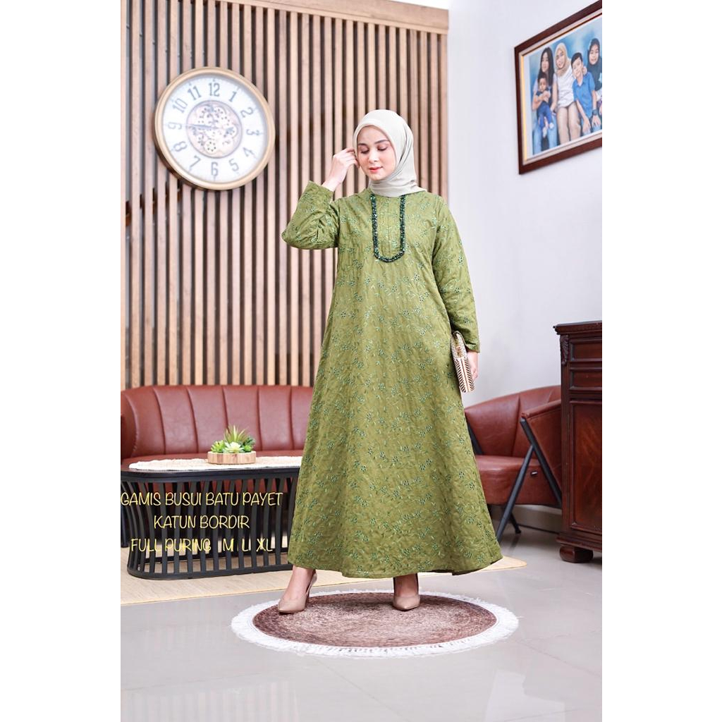 Gamis wanita terbaru 2023 kekinian / Gamis wanita busui batu payet katun bordir premium / Gamis wani