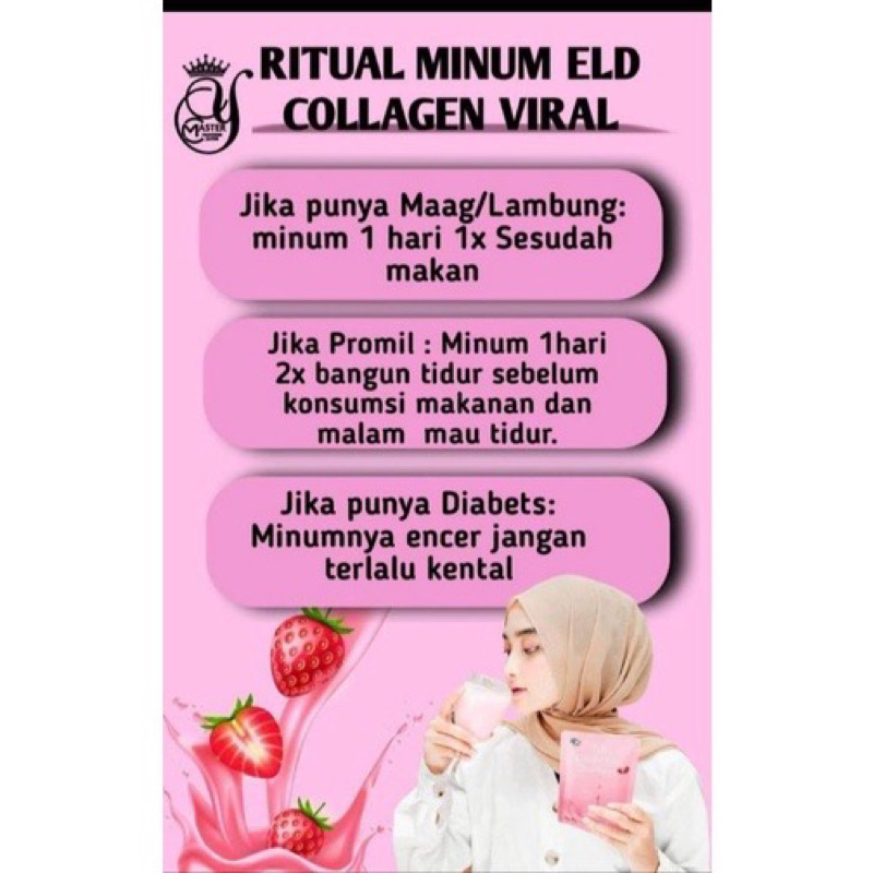 ELD COLLAGEN DRINK DNA STRAWBEERY 125gr BPOM PELANGSING TUBUH