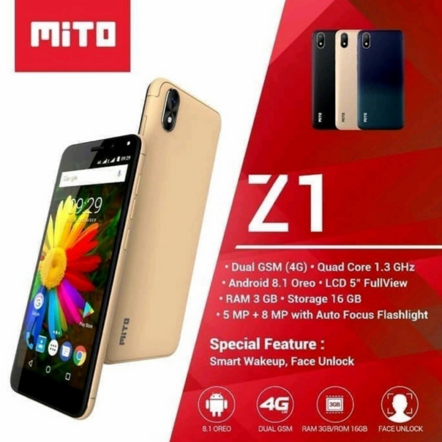 Hp Android Smartphone Mito Z1 Ram 3/16 free Earphone Promo cuci gudang