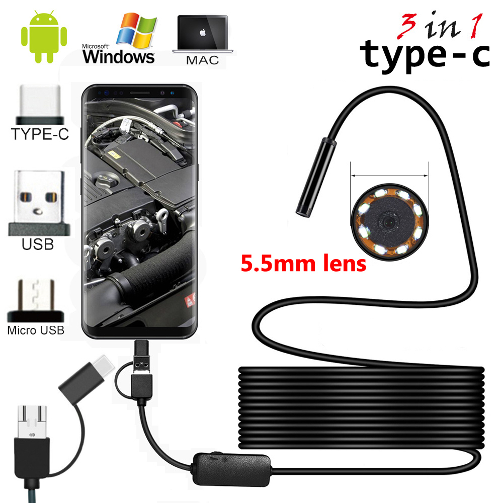 Kamera Endoskopi Usb Camera Pengintai Endoscope Android Flexible Industrial Endoscope Micro USB 1080P