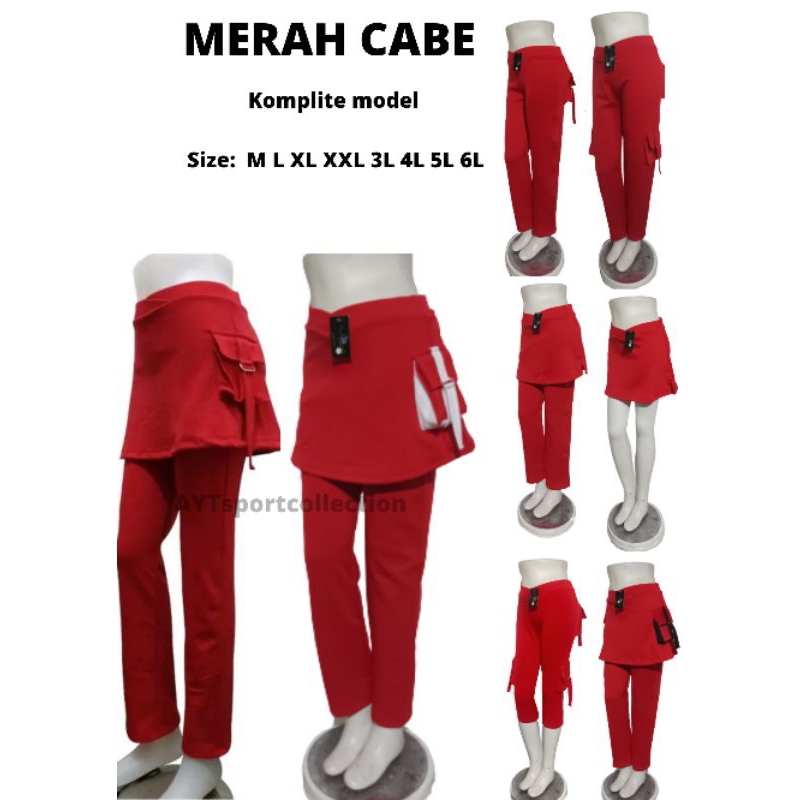 CELANA SENAM KANTONG WANITA MERAH/celana senam wanita merah rok kantong kargo terlaris