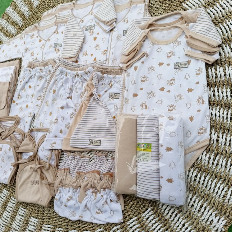 51 PCS Perlengkapan Bayi Baru Lahir/Paket Baju Bayi Seri Coklat Komplit Paket Brojol Baby Newborn talitababywear