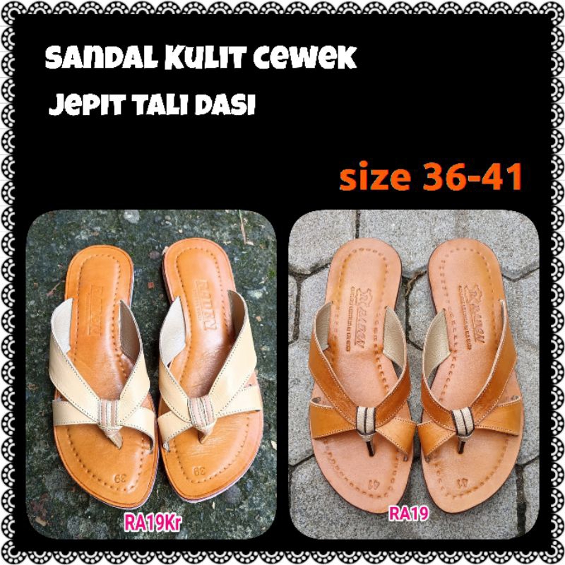 SANDAL KULIT TASLIR WANITA SANDAL KULIT MAGETAN model japit tali dasi