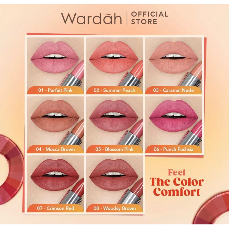 Wardah Colorfit Ultralight Matte Lipstick - Ringan, Nyaman dan Lembut di Bibir - Pigmented dengan Hasil Akhir Soft Matte - Tahan Lama Hingga 8 jam