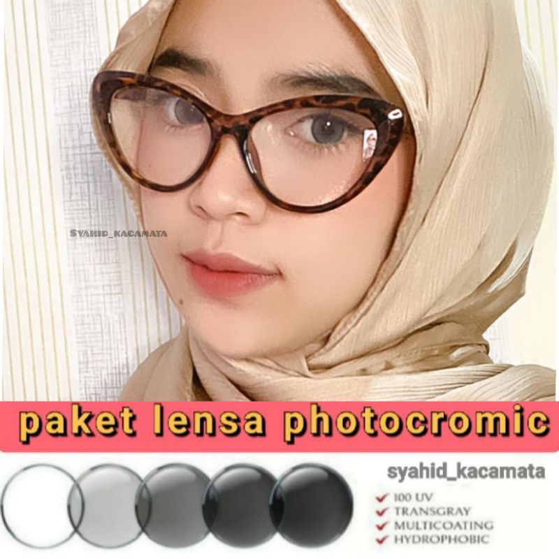kacamata (CAT EYE) PHOTOCROMIC minus antiradiasi (paket frame+lensa) 1002 kacamata