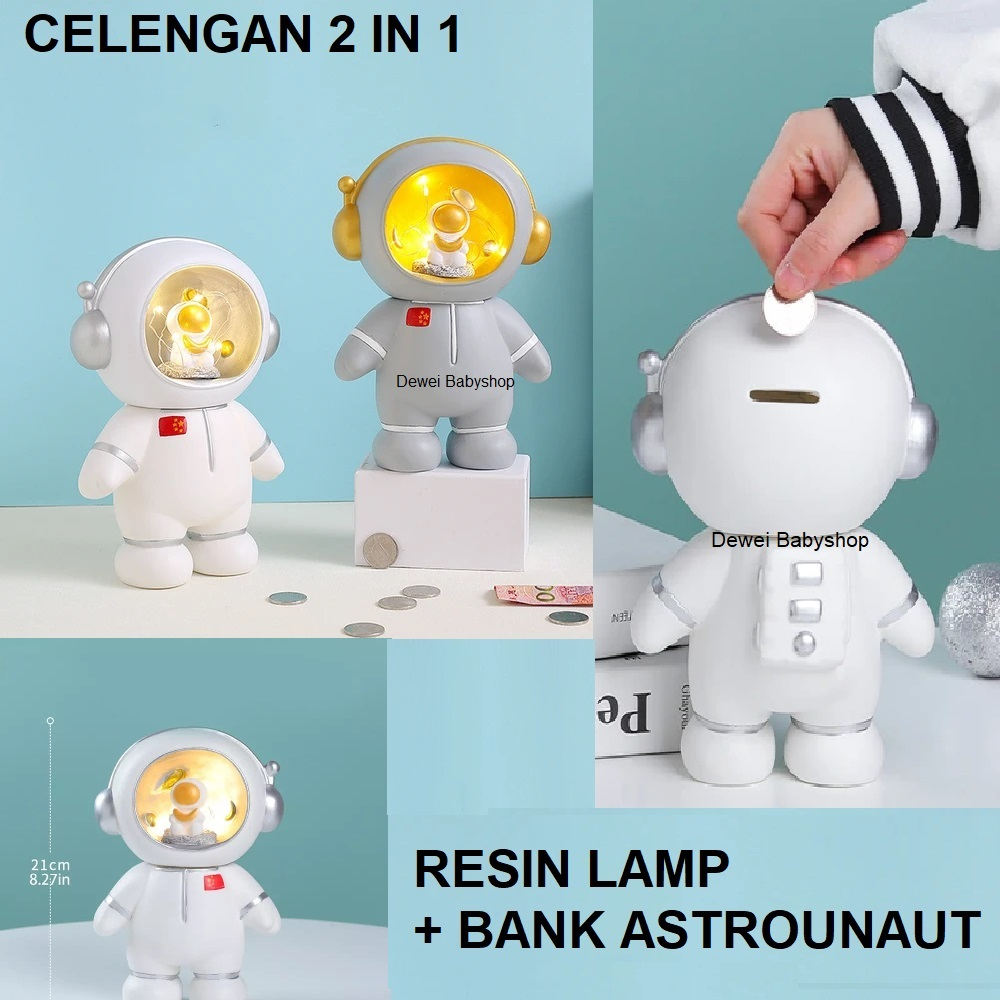 Celengan Anak Astronot (Resin Lampu Hiasan / Meja Kamar / Kado/ Hadiah / Bingkisan / Gift / Ultah)