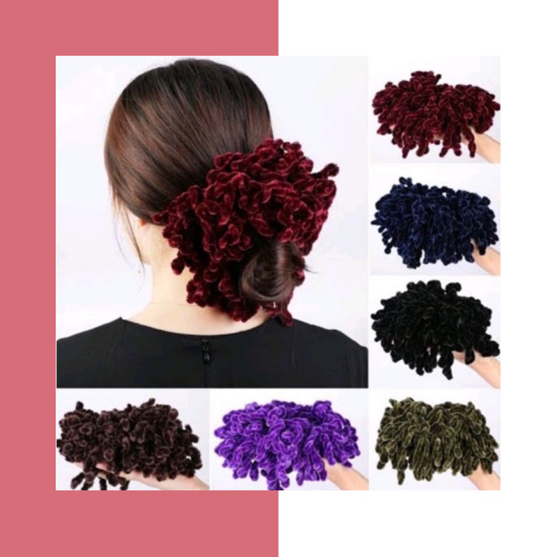 Ikat Rambut Ubur-Ubur Kunciran Cendol Cepolan Hijab Scrunchie Jumbo BesaR Ikat Rambut Ubur Ubur Cepol Hijab 100 Jurai Besar