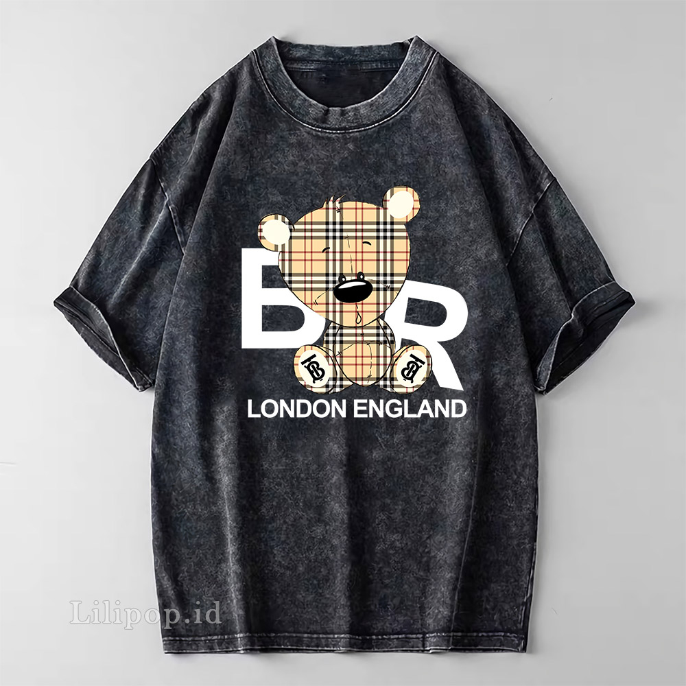 Kaos Baju Wash Tshirt LONDON ENGLAND Wanita Pria Stone wash Baju Distro Basic Lengan Pendek unisex