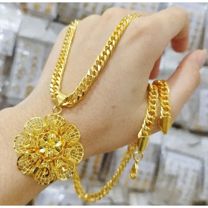 Kalung dubai dan liontin lapis emas 24k