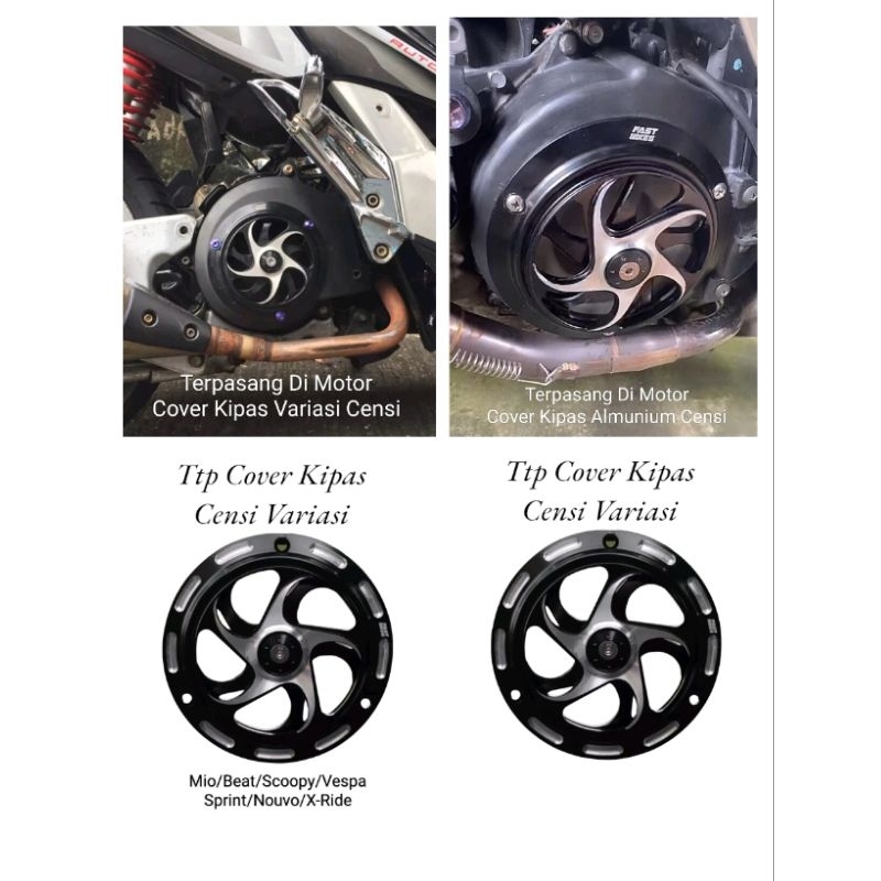 Tutup Cover Spiner Kipas Variasi Almunium Censi/Cover Radiator Censi Variasi Motor All Mio All Scoopy All Vespa Sprint Nouvo X-Ride Dill