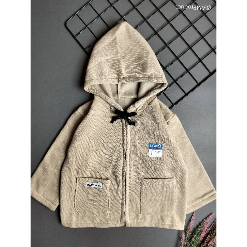 jacket sweater mantel bayi fleece model tali saku 6-24 bulan