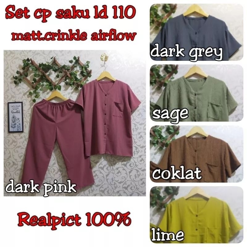 Ld110 Setcel Cp Crinkle/Setelan crinkle pendek/Setcel Crinkle Airflow Premiun/pakaian wanita piyama