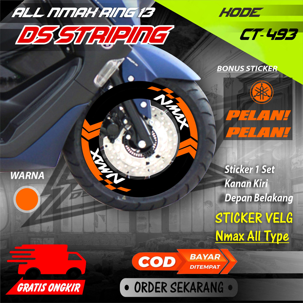 Ct-493 Stiker Cutting Pelek motor variasi Nmax Ring 13