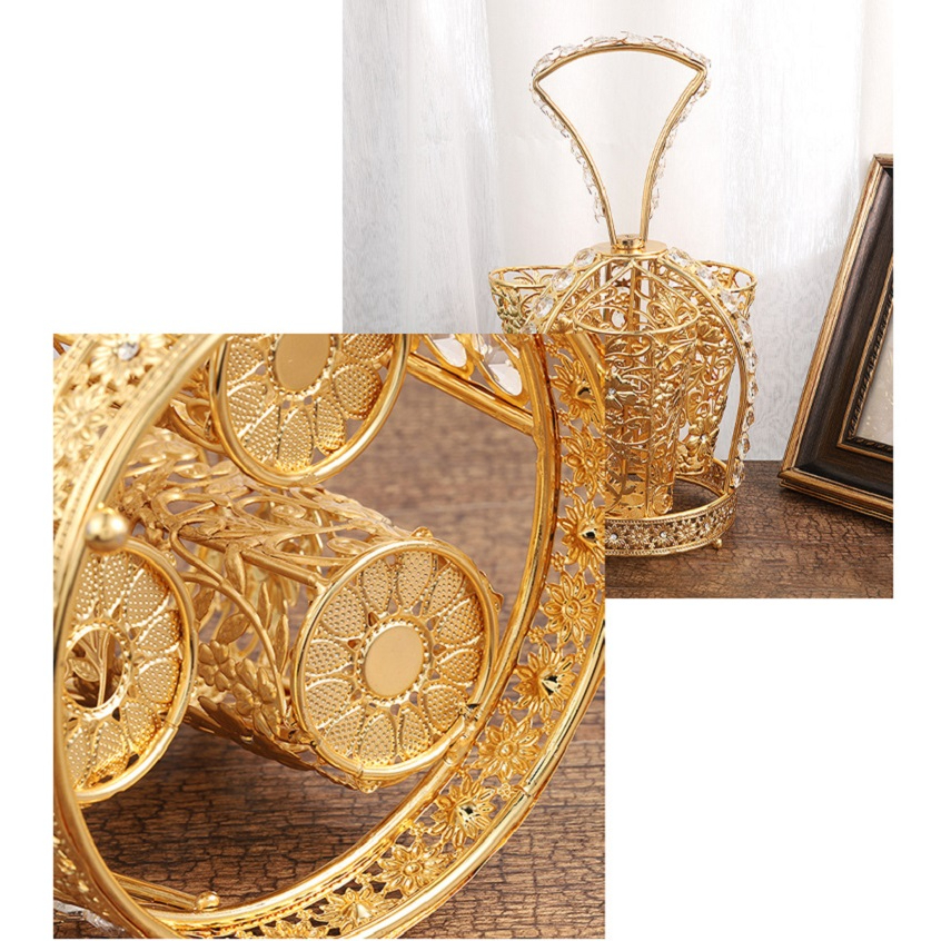 Mi.more Tempat Sendok Gold 3 Grids / Metal Hollow Chopsticks Holder / Multi Storage