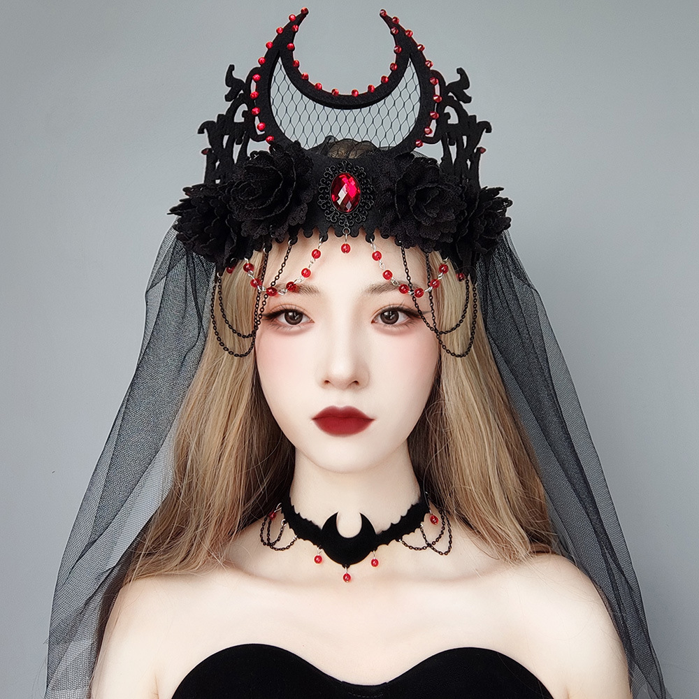 [ GOTH ]  Gothic Feel Lace Hair Accessories for Women / Aksesoris Rambut Renda Terasa Gotik untuk Wanita 8018