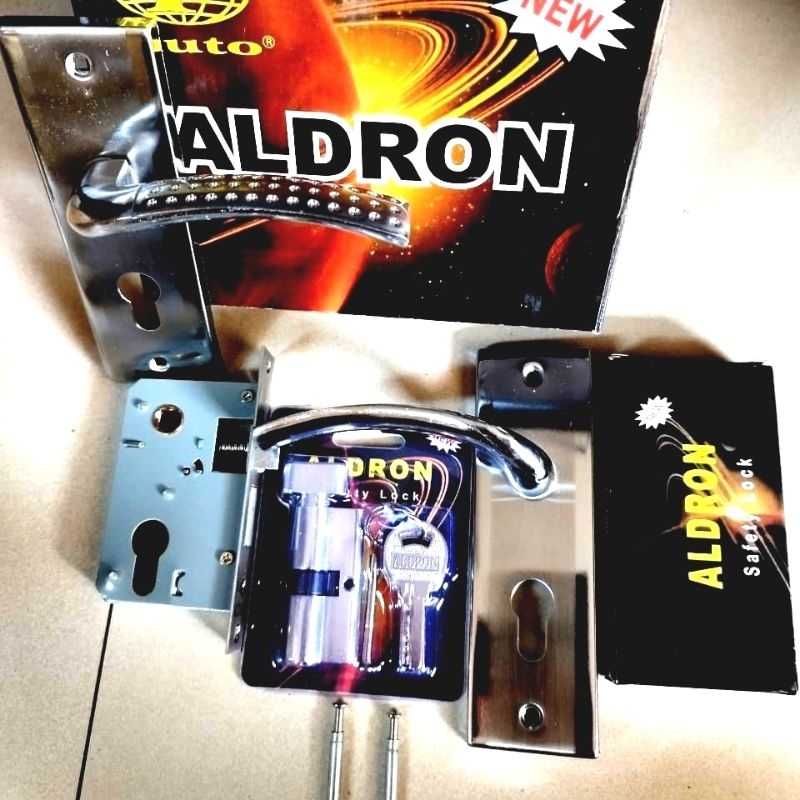 kunci pintu kecil set komplit ALDRON silinder knop putar+ baut tembus