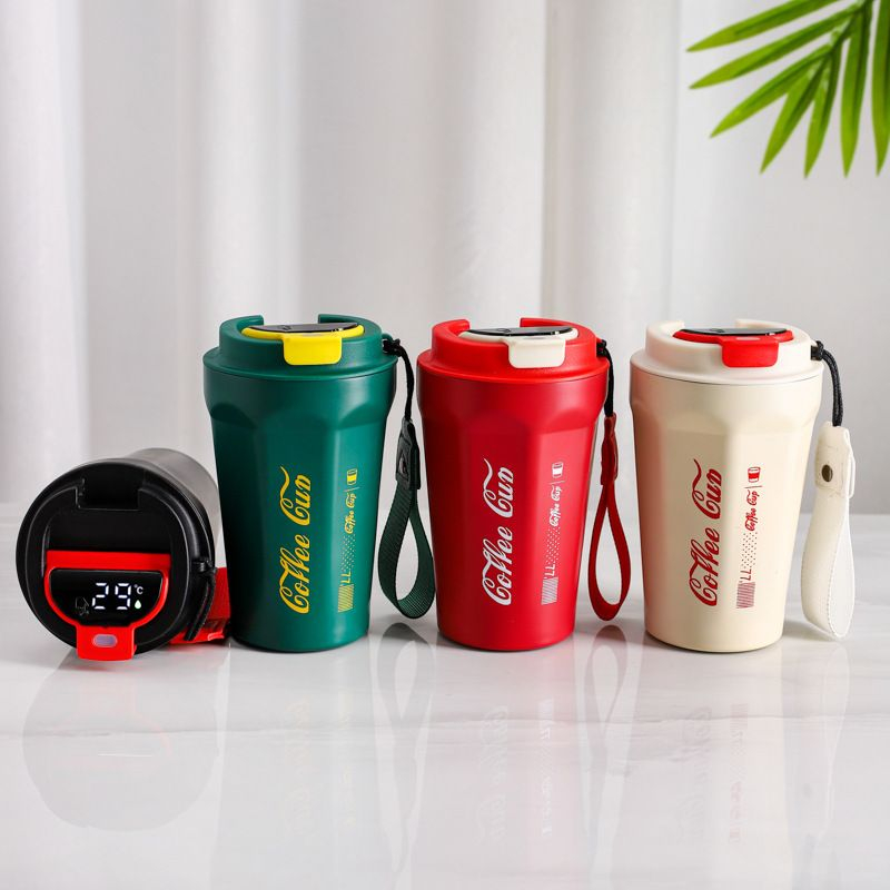 MUG KOPI / COFFE CUP Travel Stainless Steel Pengukur Temperatur SUHU LED 400ML