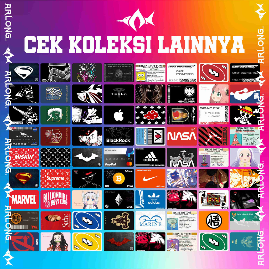 Hologram Skin Card / Skin Kartu / Sticker Kartu ATM Chip &amp; Nonchip Hologram Marvel Avengers / Iron man / Captain America / Spiderman / Loki Dll - Stiker  Anti Air