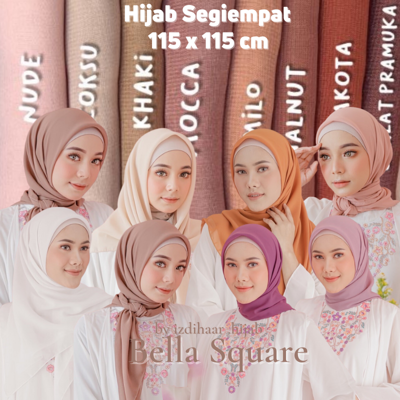 [ COD ]Bella Square Premium Hijab Jilbab Segiempat New 50 Warna || Kerudung Segiempat Polos Anti Letoy