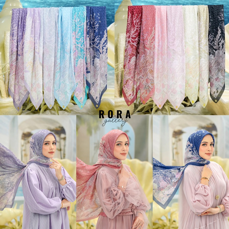 Buttonscarves THE LITTLE MERMAID 2.0 SQUARE SERIES | HIJAB VOAL SEGIEMPAT | JILBAB MOTIF PRINTING SE