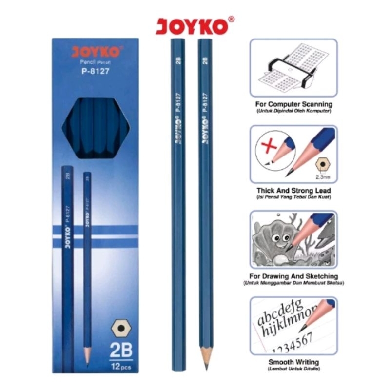 

Pensil Kayu Joyko P-8127 2B Harga 1 Pak Isi 12 Pcs