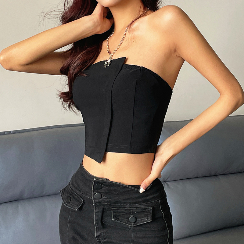 【AMY J】 Sleeveless Off Shoulder Corset Crop Tops 7590