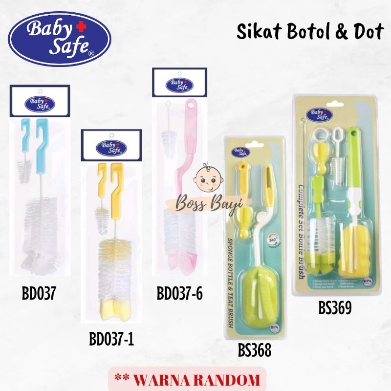 BABY SAFE - Bottle &amp; Nipple Brush/ Sikat Spon Pembersih Botol &amp; Dot BD037 / BD037-1 / BD037-6 / BS368 / BS369