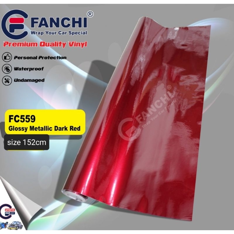 152cm Sticker Fanchi FC559 Golssy Metallic Dark Red Merah Maroon Candy Glossy 152cm /m