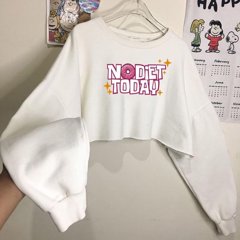 Sweater Crop NoDiet Today Bahan Fleece