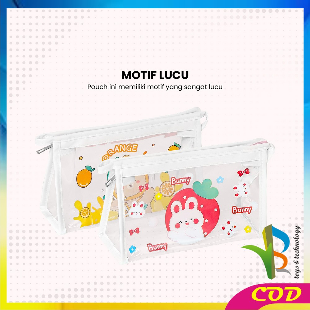 RB-A60 Tempat Pensil Transparan Motif Kartun Tas Pouch Kosmetik / Tas Kosmetik Travel Multifungsi Ala Korea Pouch Serbaguna