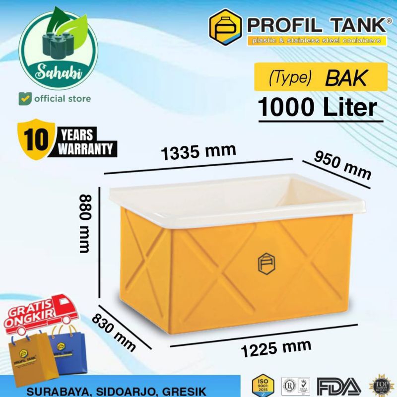 Tandon Air Tangki Air Toren Air BAK TERBUKA Profil Tank 1000 LITER