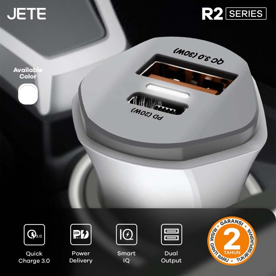 JETE R2 Car Charger Mobil USB Type C PD Quick Charge 3.0